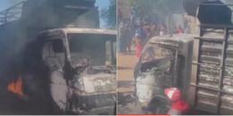 Collage of the mob justice incident in Makueni County.